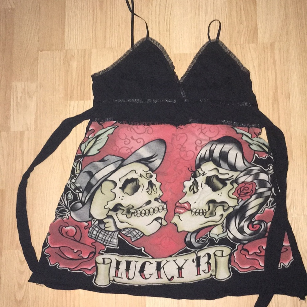 Lucky Thirteen brand tank top with tie